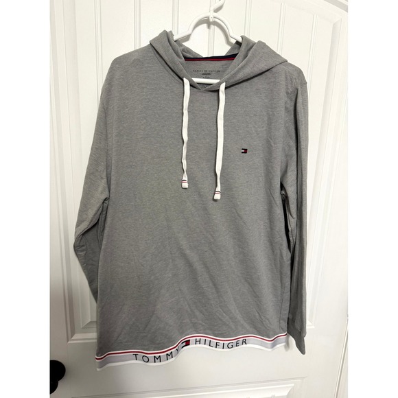 Tommy Hilfiger Other - Tommy Hilfiger Sleepwear Hoodie Mens L Gray Logo Hem Long Sleeve Pullover